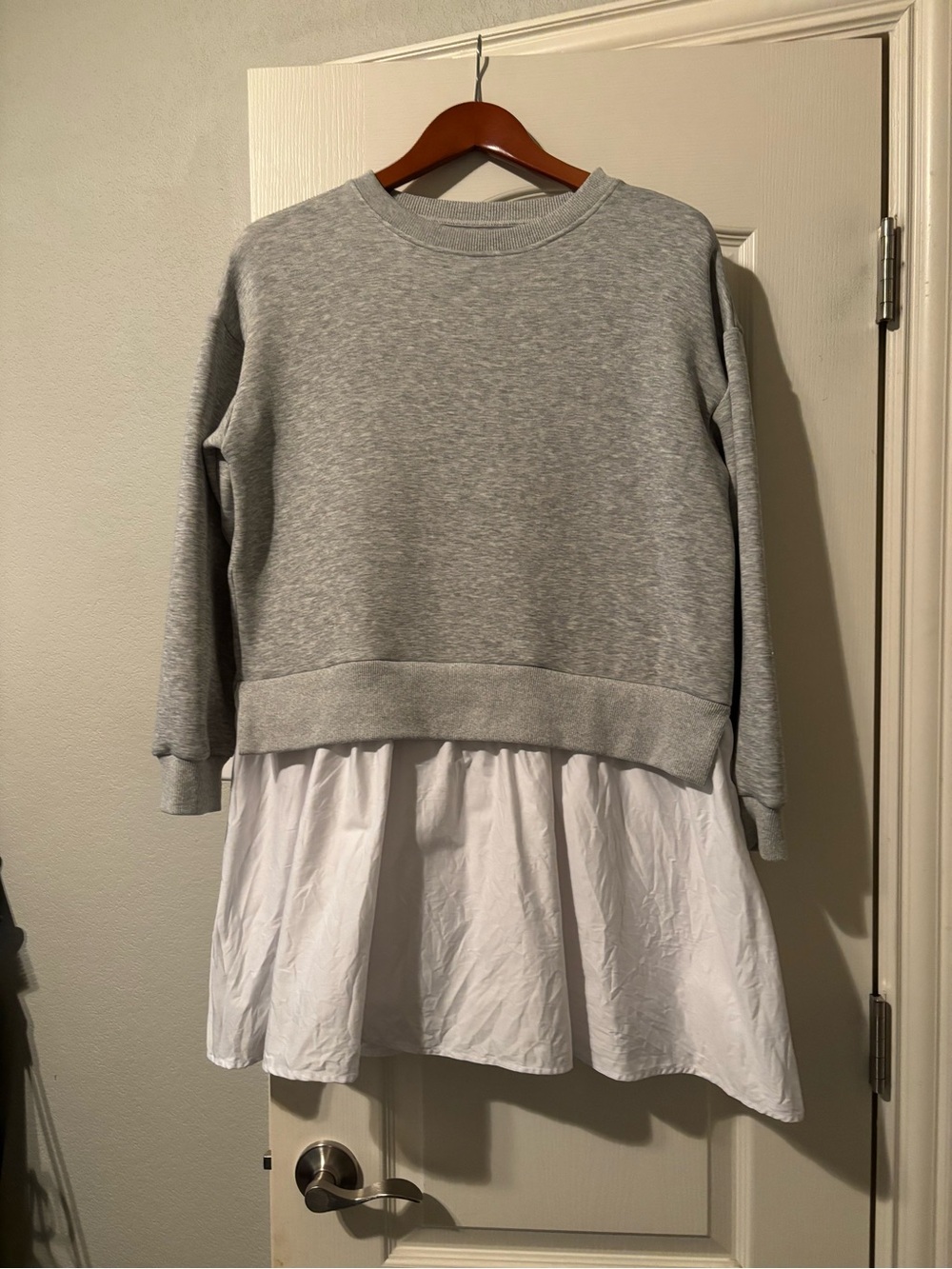 Addison Bay Gray Harper Sweatshirt Dress with White Skirt